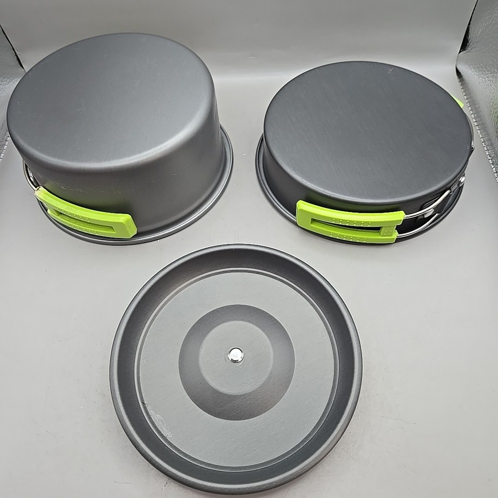 Lightweight Camping Nesting Cooking Set With Lid And Collapsible Handles