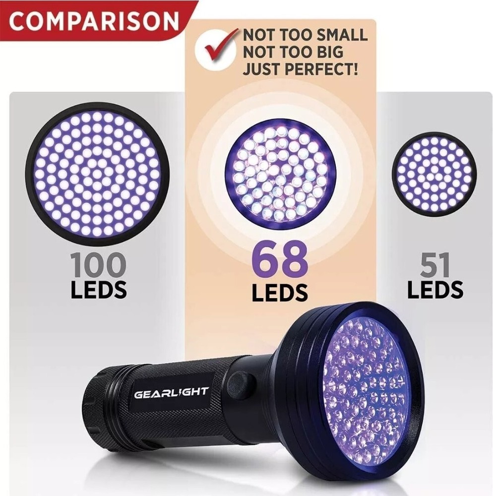 GearLight UV Flashlight Black Light from 68 LED Blacklight