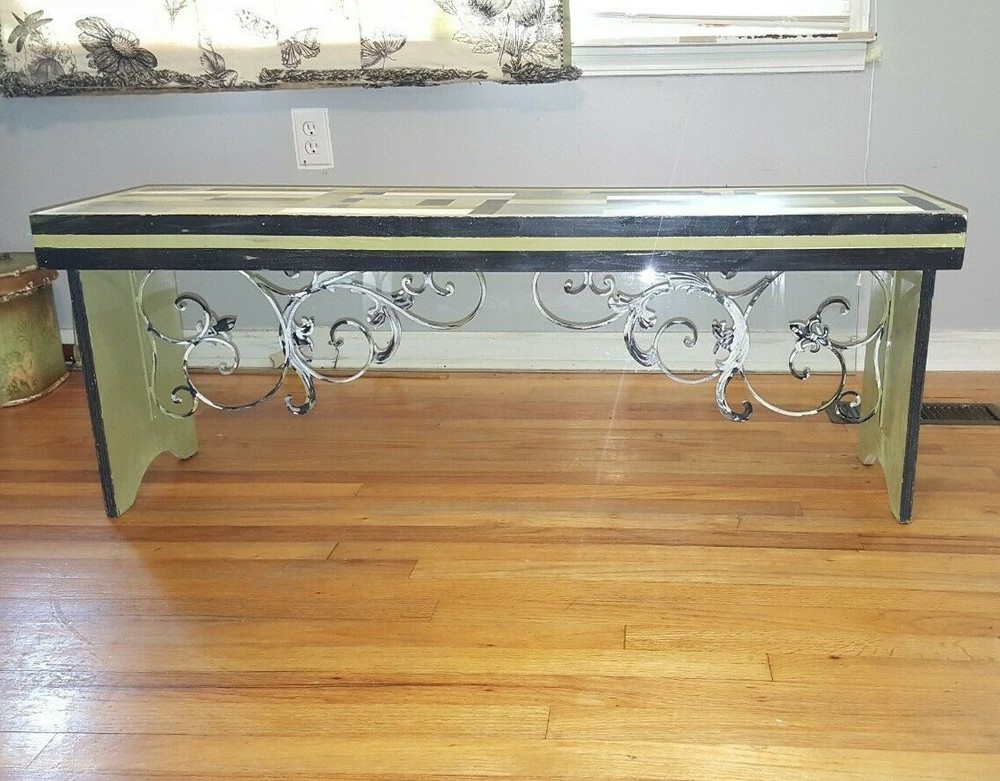 Custom Made Hand Painted Wooden Bench