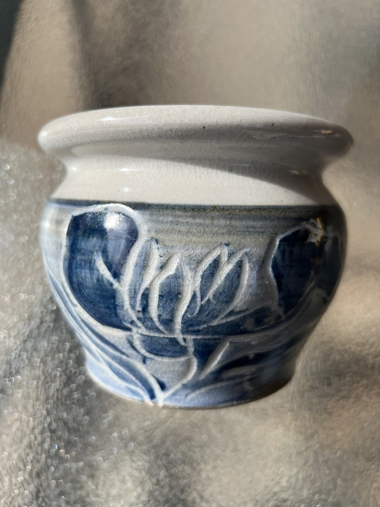 Orchid Pot Pottery Small Planter with Holes Signed Decorative Cutouts
