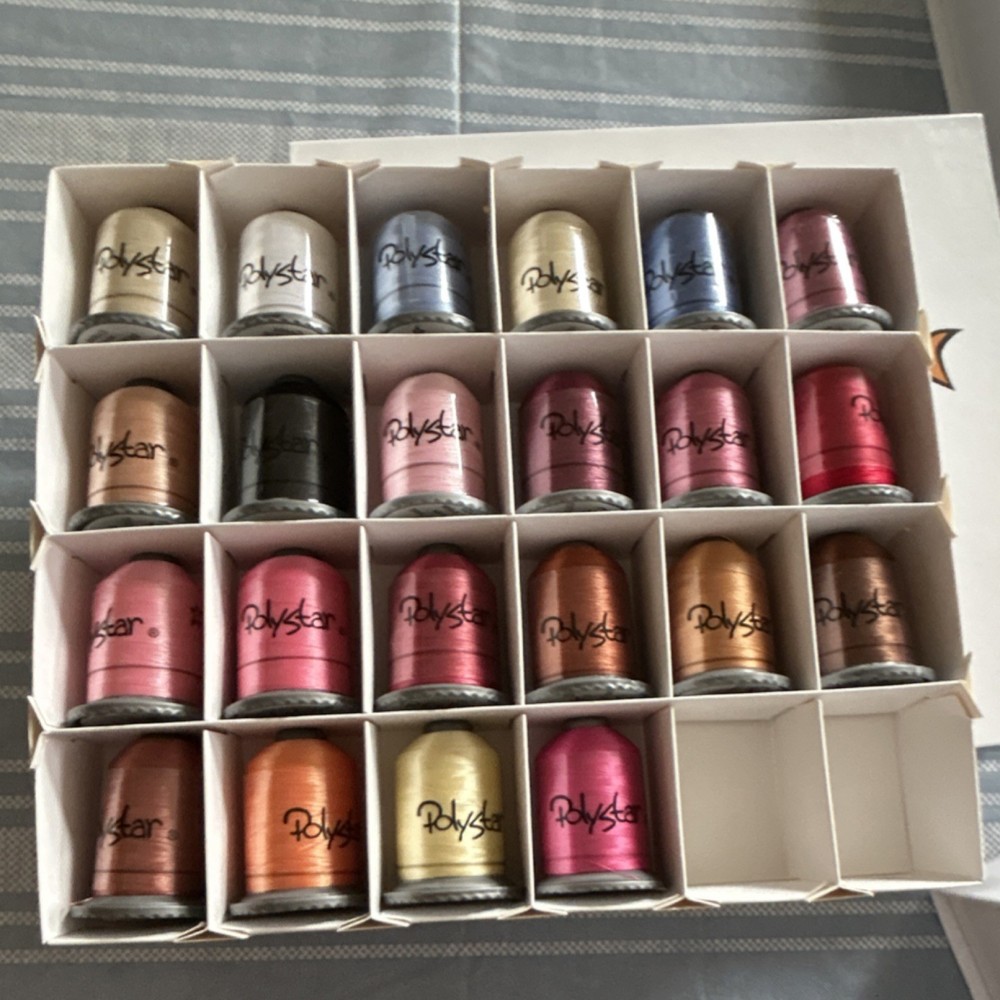 Polystar Polyester Embroidery Thread Set 50s/1000m Assorted Colors - 43 spools