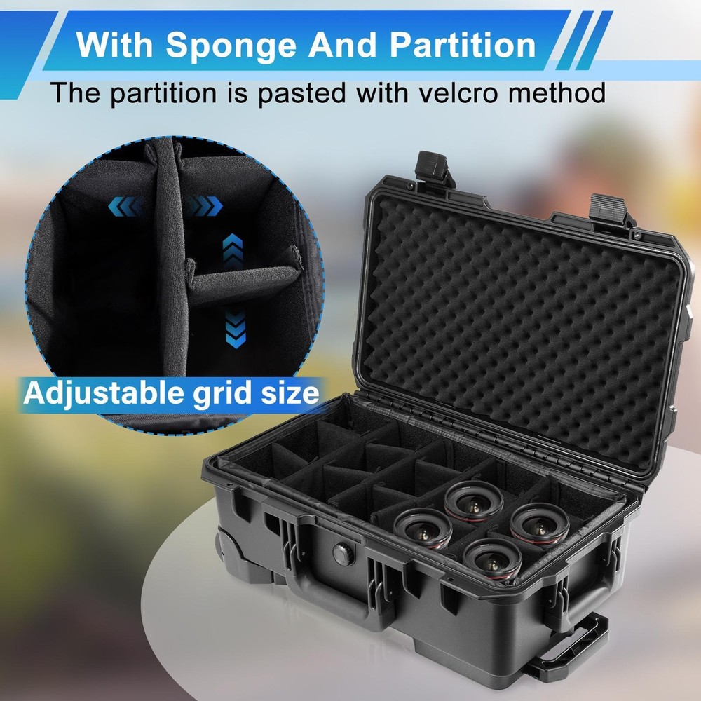 Waterproof Rolling Protective Case,Hard Compact Camera Case With Handle & Wheels