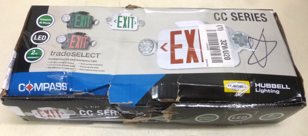 NEW! COMPASS, 1 or 2 Face LED Exit Sign with Emergency Lights, CCR