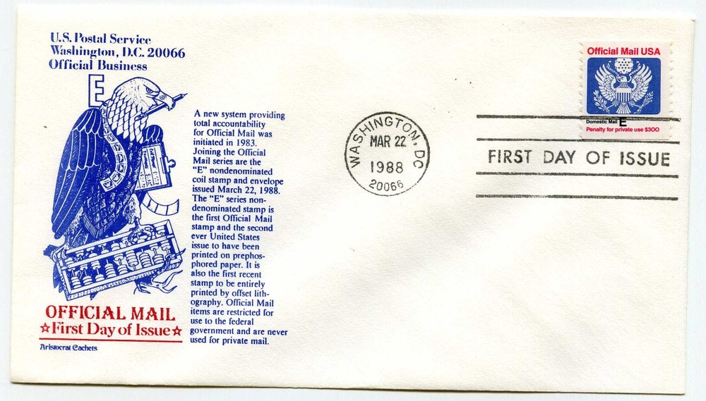 O140 'E' ( 25c) Official coil, Aristocrat Cachets FDC
