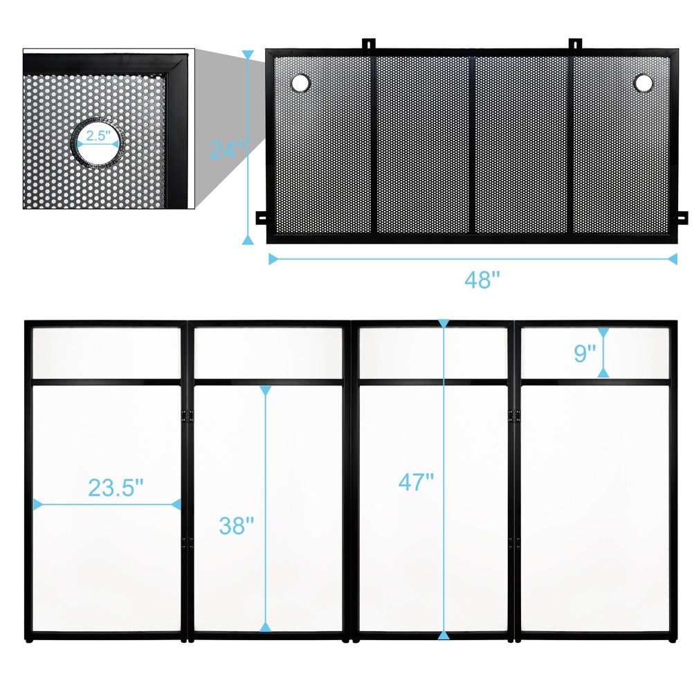 PRORECK DJ Facade Scrim Booth Table Panel Metal Frame Foldable White &Black