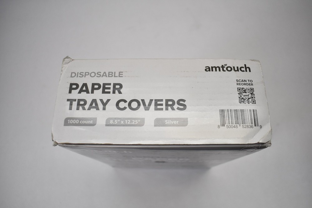 Amtouch Disposable Paper Tray Covers 1000 Pack 8.5" x 12.25" Silver Sheets