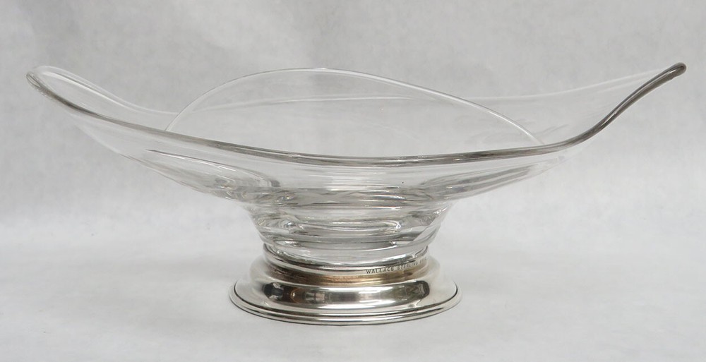 BEAUTIFUL STERLING SILVER & CRYSTAL DOUBLE SLOTTED COMPOTE CANDY DISH