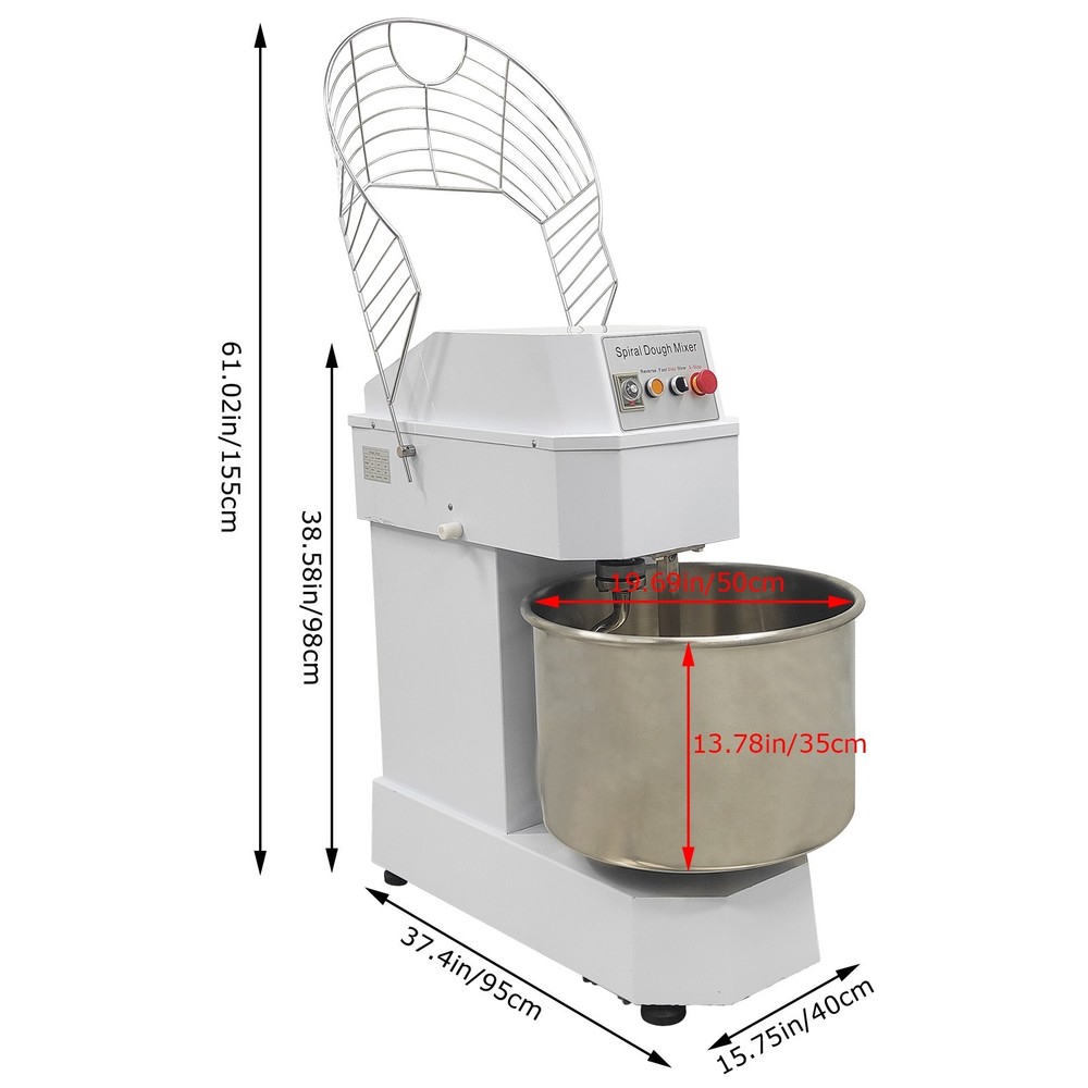 220V 60L Commercial Dough Mixer Machine Double-acting Double-speed Three-phase