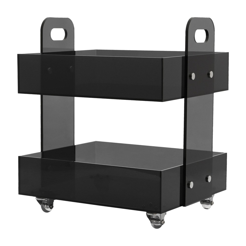 Acrylic Side Table Modern Bedside Table Free Standing Storage Rack with Wheels