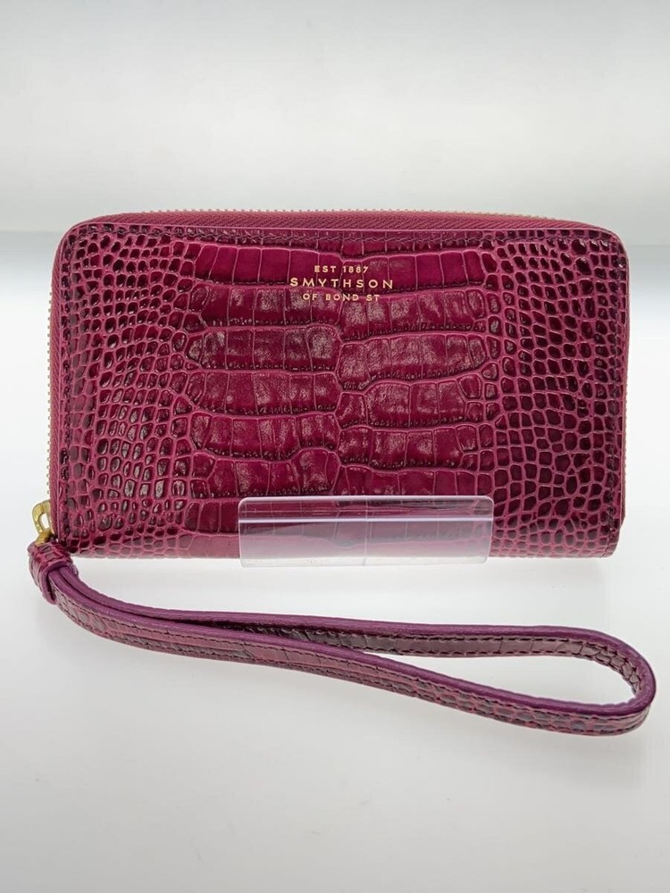 SMYTHSON Leather Wallet Red Unisex Plain