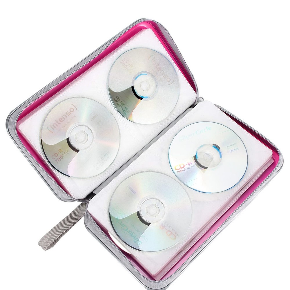 CD Case Holder 80 Capacity CD/DVD Case Holders Wallet Hard Plastic CD DVD Disc