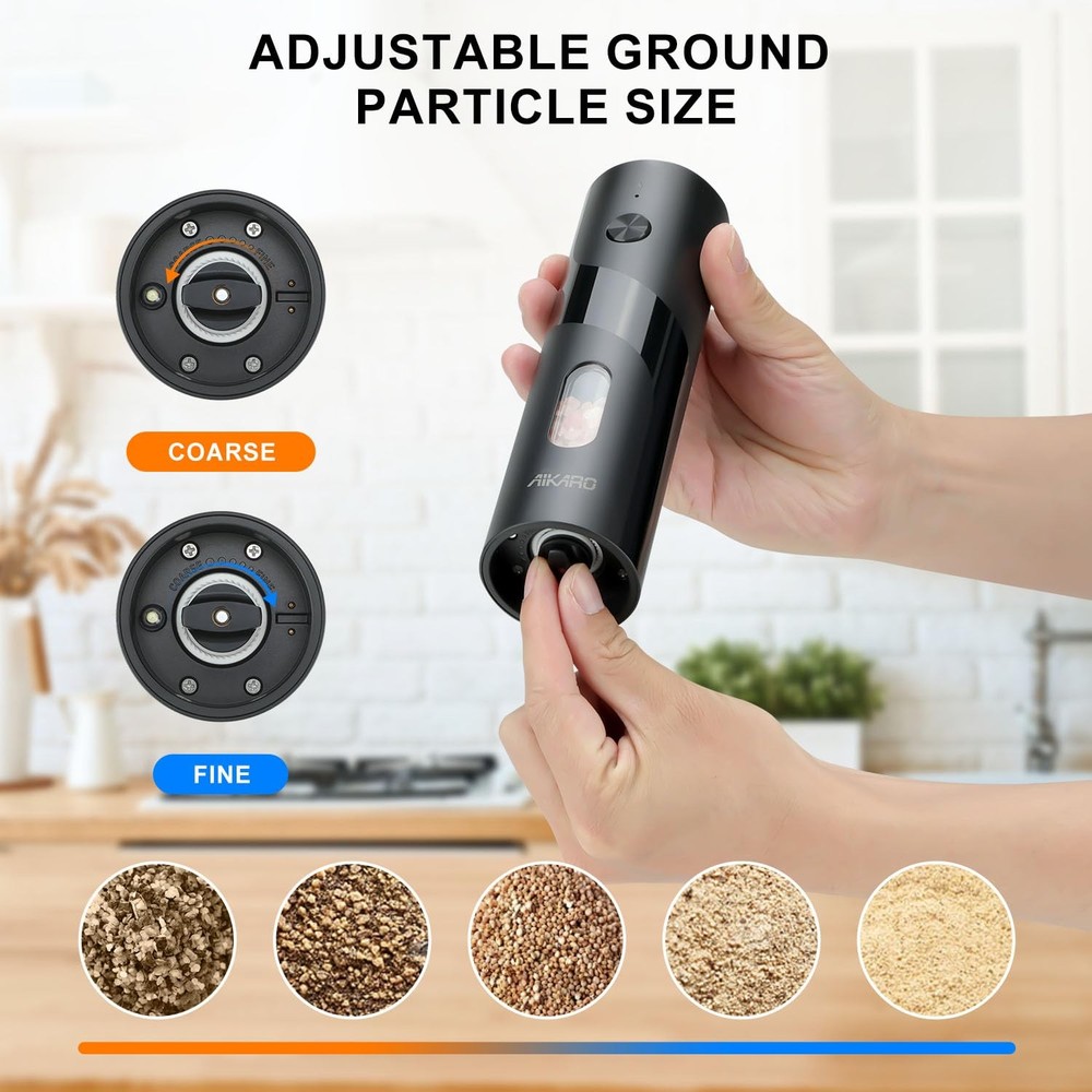 - Salt and Pepper Mill Automatic Spice Grinder, Rechargeable (Set)