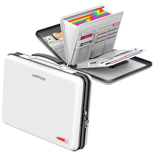 Fireproof Document Organizer, Expanding File Organizer with 13 Pockets, Gray