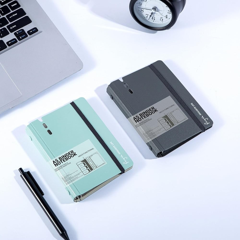 A7 Binder 6 Ring Notebook with Dividers Refillable Planner Binder