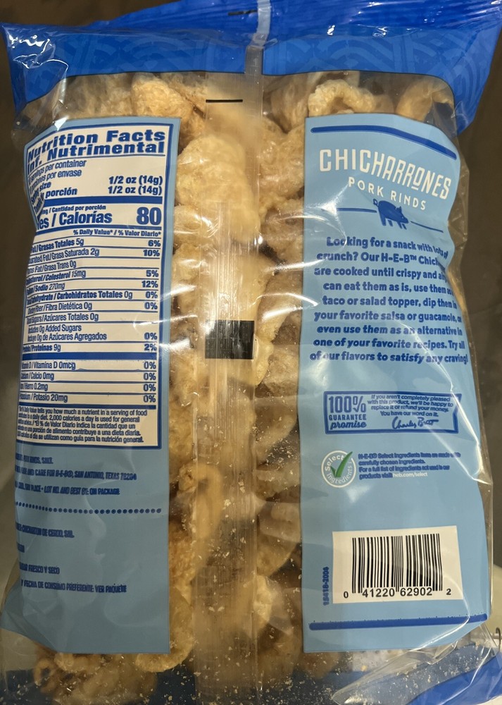 1 Bag - H-E-B Chicharrones Pork Rinds - Original 5 oz