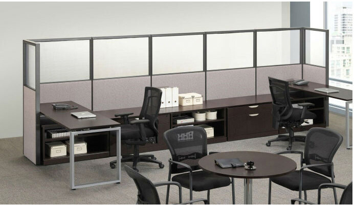 Glazed Top Office Partitions / Office Room Divider, Heavy Duty