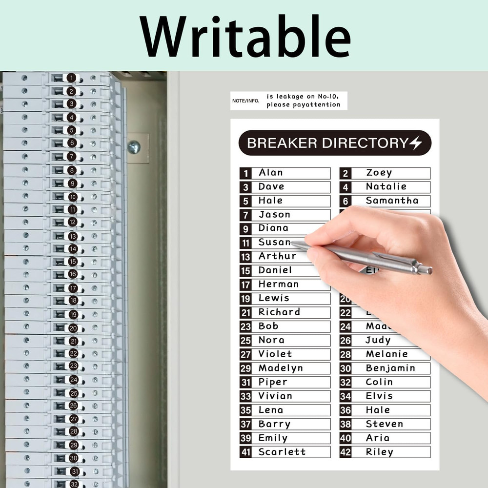 16 Sheets Breaker Panel Labels, Electrical Box Sticker Numbers Breaker Panel Lab