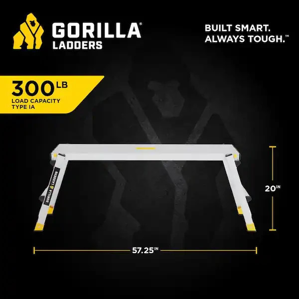 Gorilla Ladders Work Platform Aluminum Folding Step Bench 4ft 300lb Heavy Duty