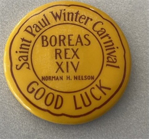 Boreas Rex XIV 1 1/4" celluloid button with celluloid back