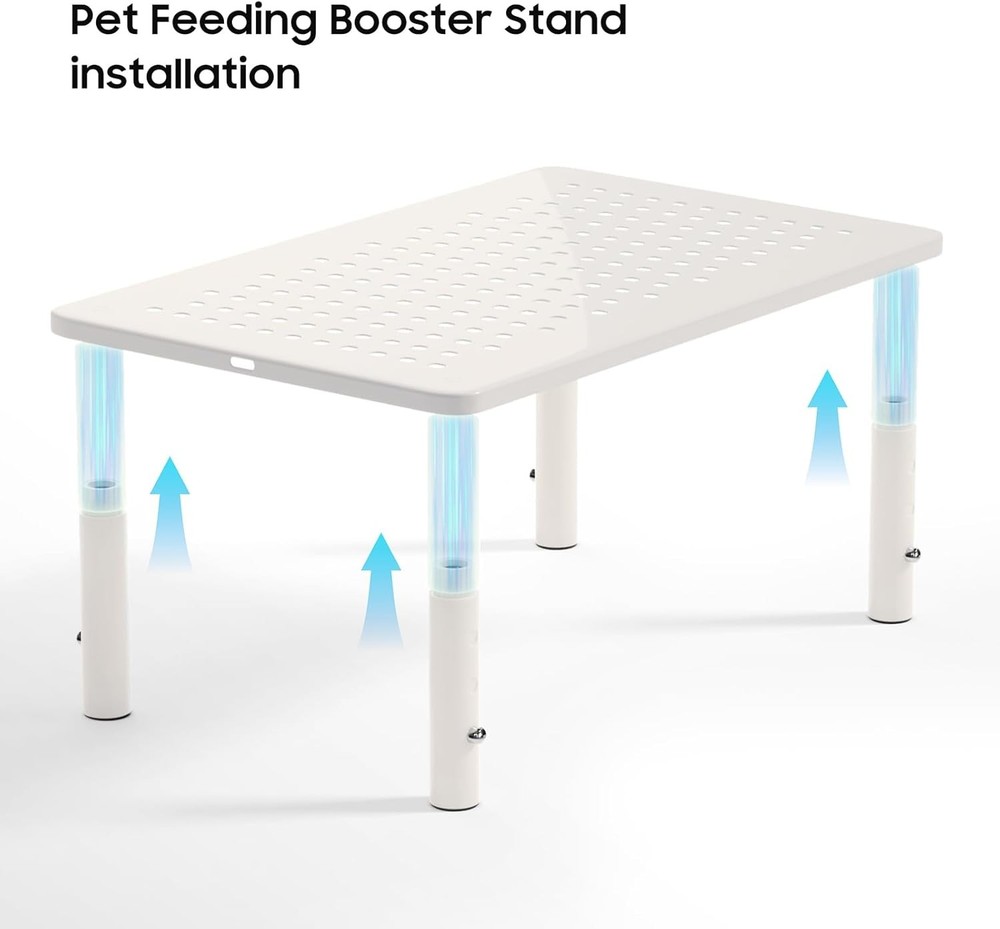 Adjustable Automatic Cat Feeder Stand - Non-Slip Elevated Holder White Only
