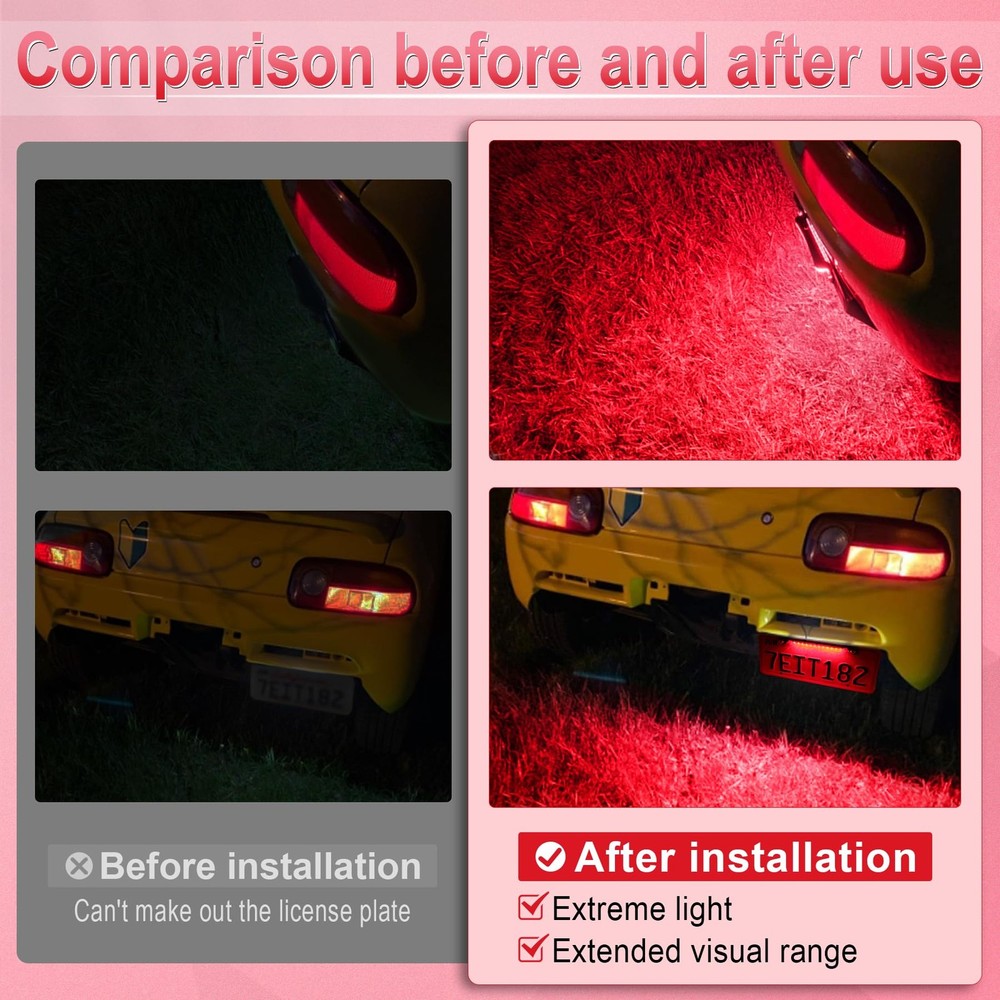 LivTee License Plate Light, Extremely Bright LED Lights Red