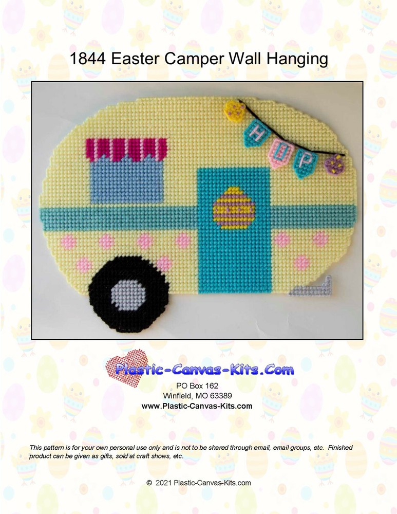 Easter Camper Wall Hanging-Plastic Canvas Pattern or Kit