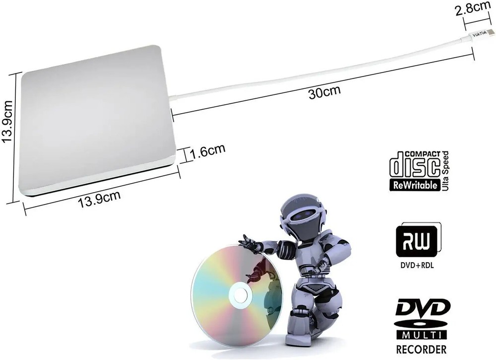 USB-C Superdrive External DVD/CD Reader Burner for Apple Macbook Air Pro Mini