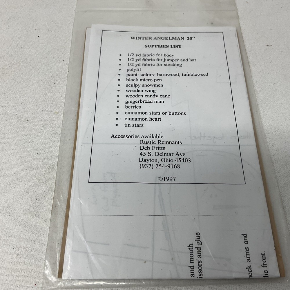 Rustic Remnants Pattern 20" WINTER ANGELMAN Doll