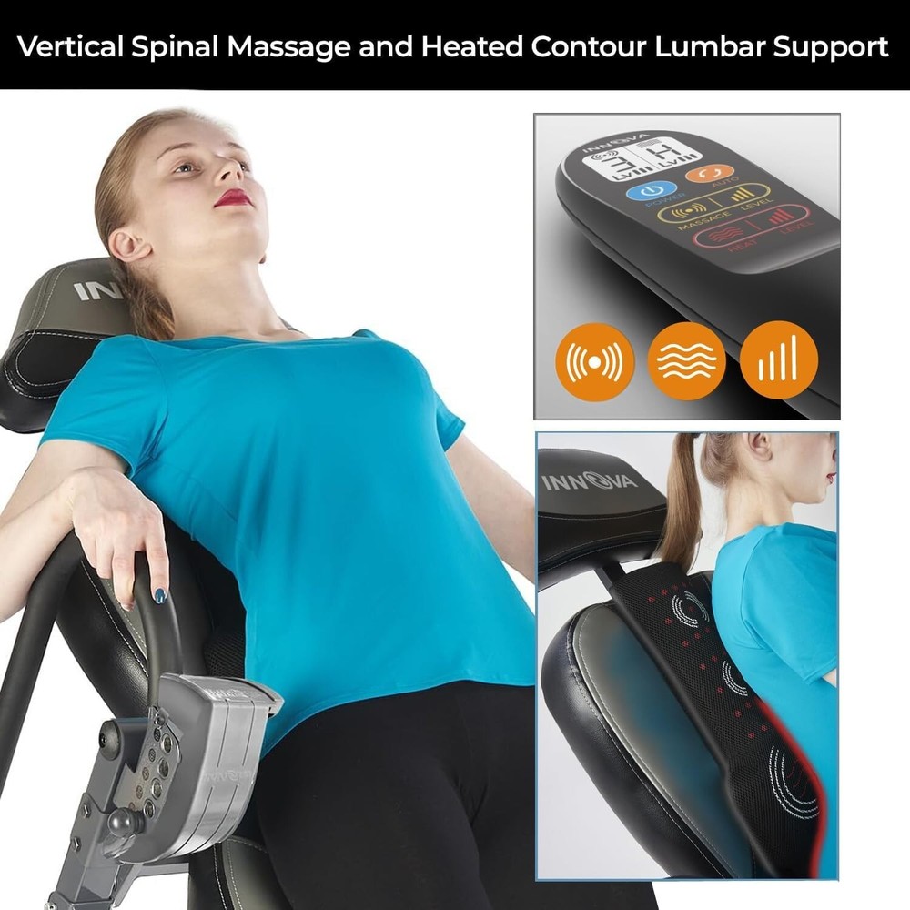Advanced Heat and Massage Inversion Table Gray/Black