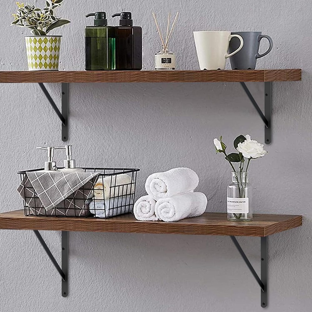 Matte Black Metal Shelf Angle Brackets - 16 Pack