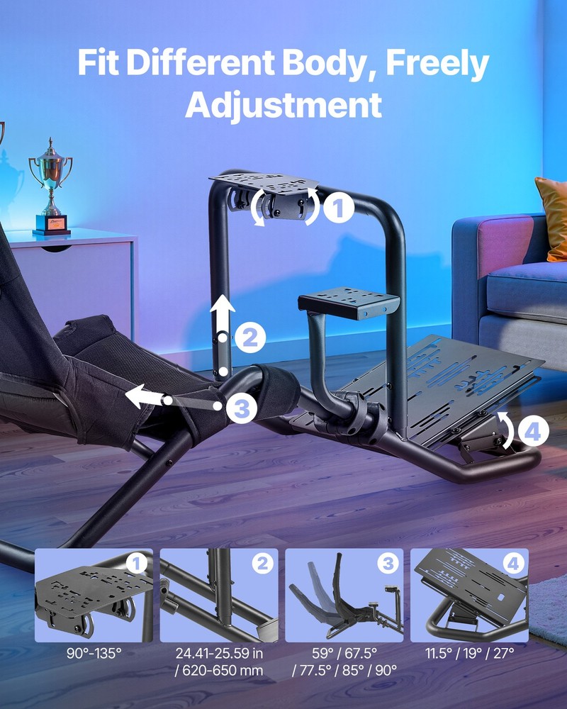 VEVOR Racing Simulator Cockpit Wheel Stand Integrated Fit Logitech Thrustmaster