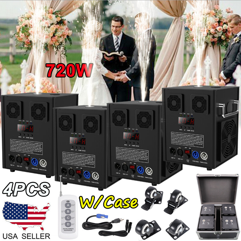 4PCS 700W Cold Spark Machine Wedding DJ Party Stage Effect Firework Machine Case