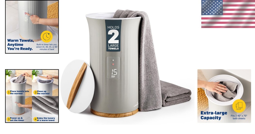 Towel Warmer Bucket Style Luxury Heater with LED Display Adjustable Timer