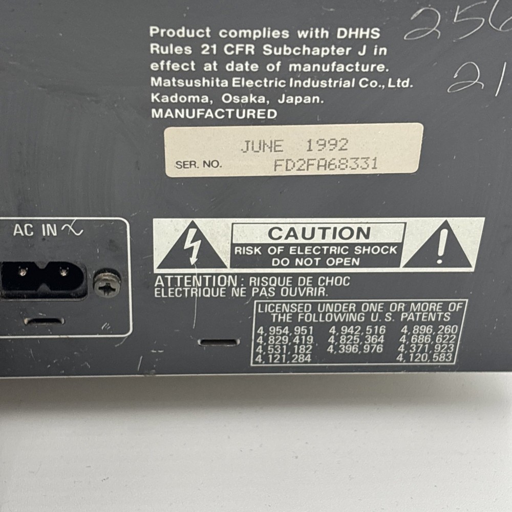 Technics SL-PD627 MASH Compact Disc Changer - 5 Disc - Black - Tested Working