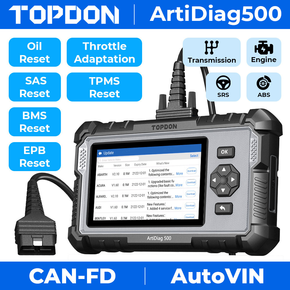 TOPDON Automotive OBD2 ABS SRS Reset Diagnostic Scanner Tool OBD Car Code Reader