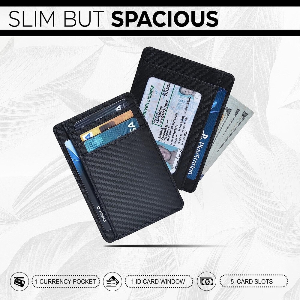 Slim Minimalist Card Holder Front Pocket RFID Blocking Leather Wallet for Men
