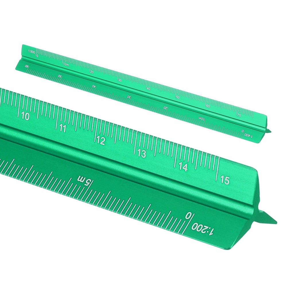 7 Inch Metric Architectural Triangular Scale Ruler Large Scale, Green