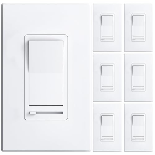 Pack Dimmer Light Switch, Single-Pole or 3-Way Slide Dimmer Standard 6 White