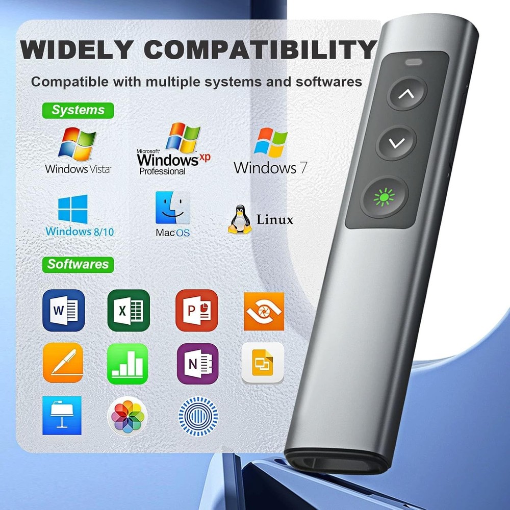 Rechargeable Green Laser Pointer & Wireless Presenter Remote