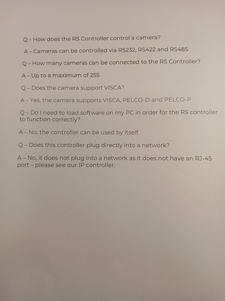 RS-Controller PTZ Camera Joystick Controller Via RS232,RS422 and RS485.