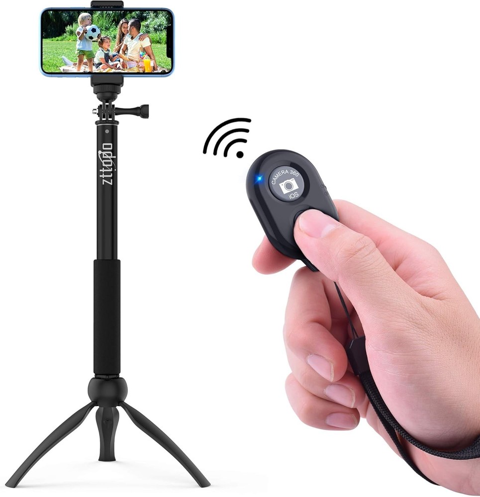 Compact Bluetooth Camera Remote Shutter for Android/iPhone - Rechargeable 2 Pack