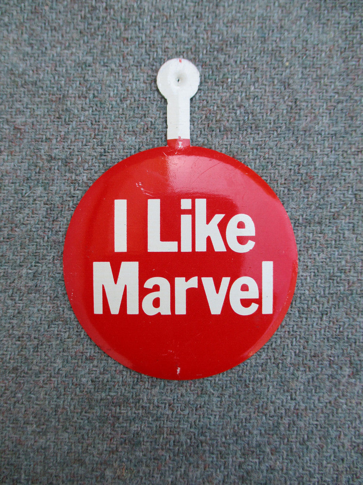 VINTAGE 1970s ? "I LIKE MARVEL" (COMICS?) METAL PIN BUTTON