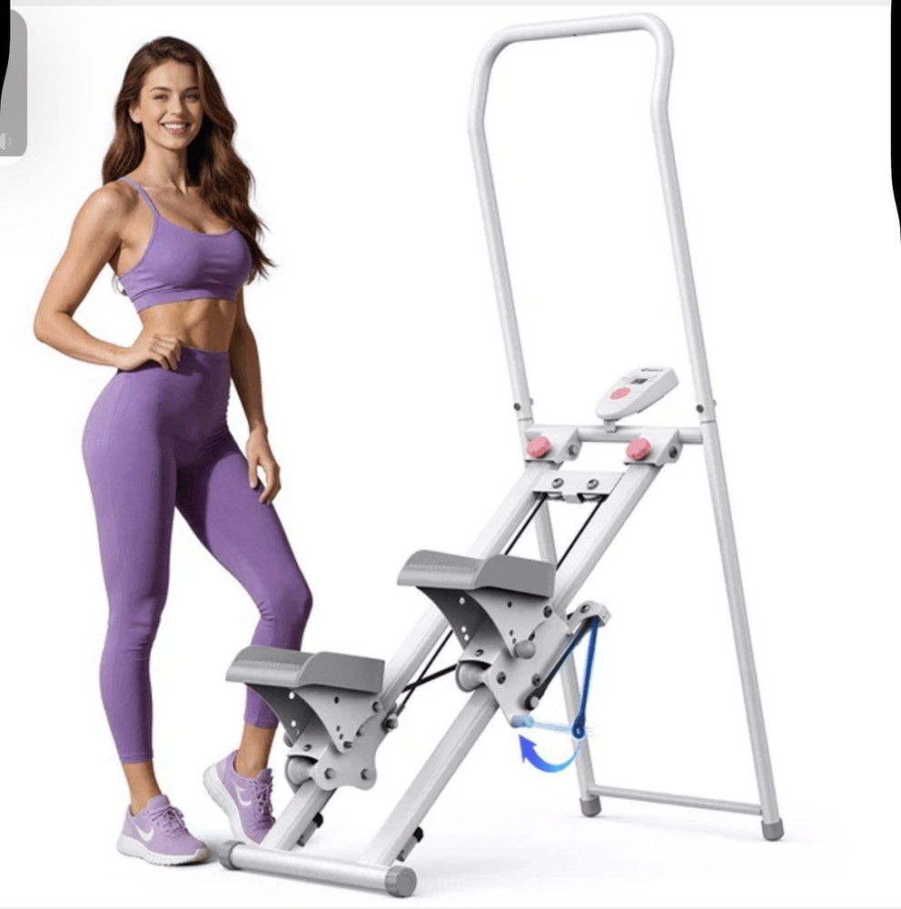 Stair Stepper Folding Vertical Cardio Exercise Climber Machine White
