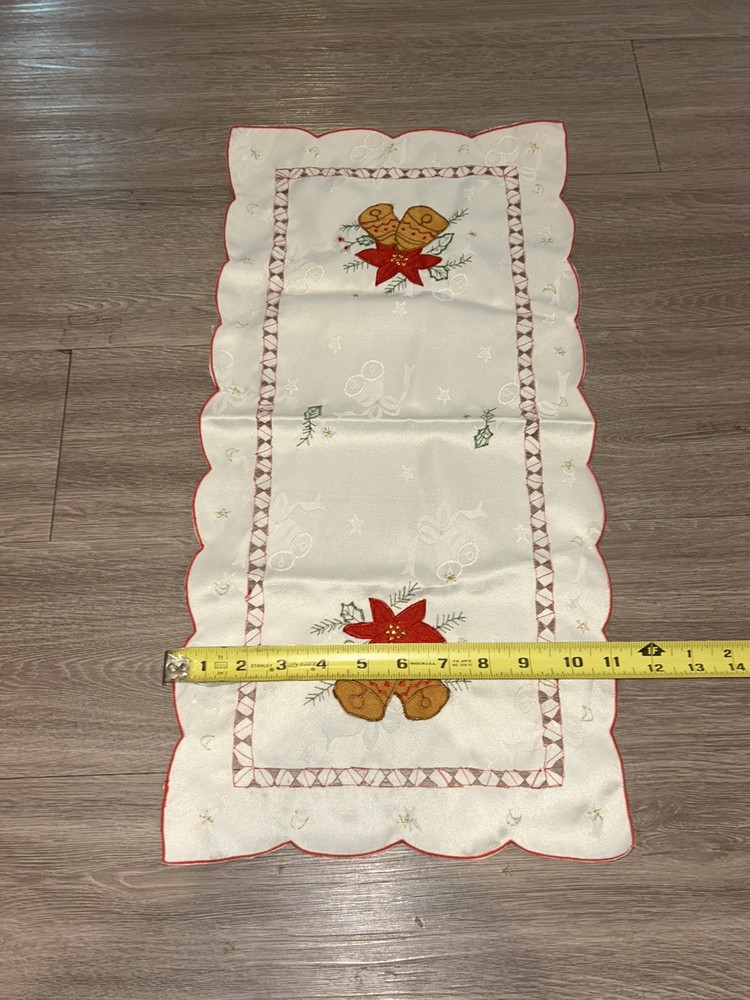 Small Embroidered Table Christmas Bell Runner