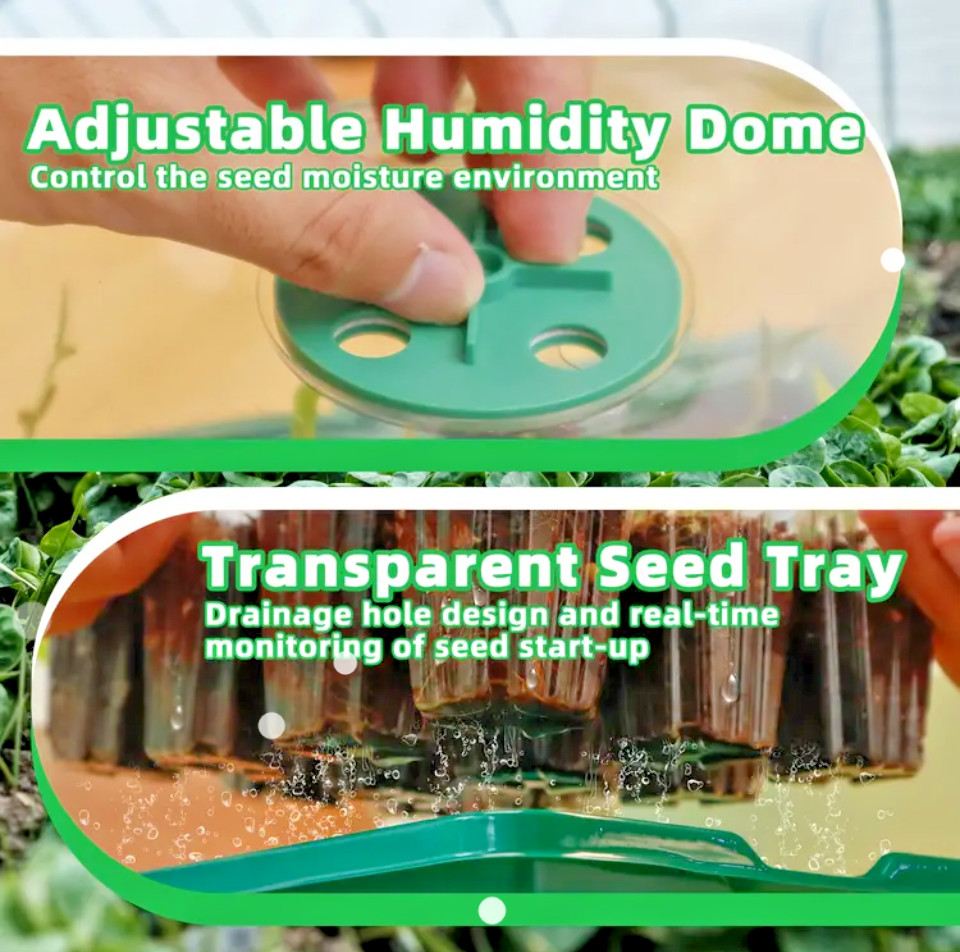 5pk-Seed Starter Kit with Grow Lights -Timer -Dimmer -Ventilation Dome-60cell