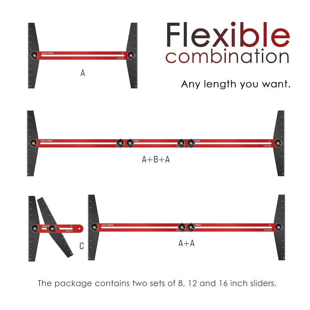 Stair Tread Template Tool - Solid Gauge, 60IN, Red-Gray