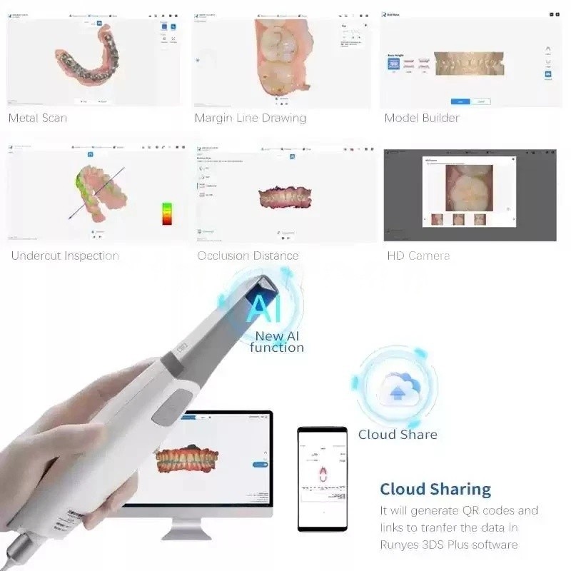 For Windows 10/11 Dental Intraoral Scanner + Protective Tip & Cable +Software
