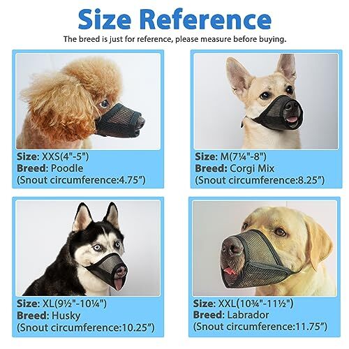 Dog Muzzle Suits for Small Medium Large Dogs Mesh Muzzle Pack for Dogs Anti B...