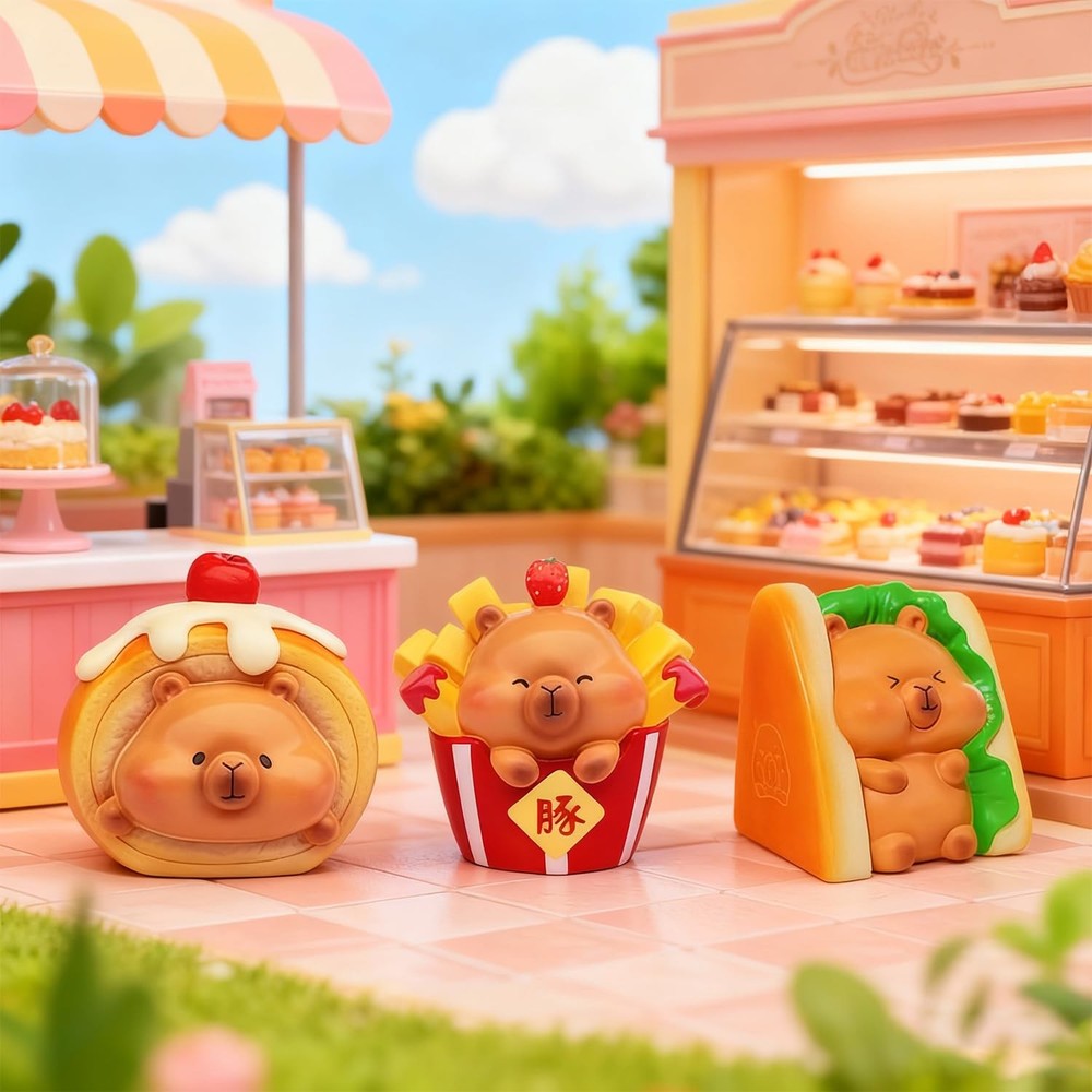 Popobox Capybara Dessert Story Blind Box Figures, Random Design Action