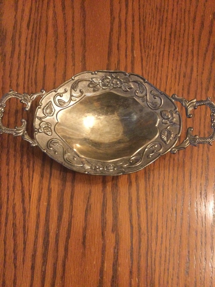 Vintage Silver Plated Serving Dish Ornate Floral And Scrollwork